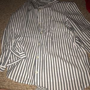 Grey and white striped blouse